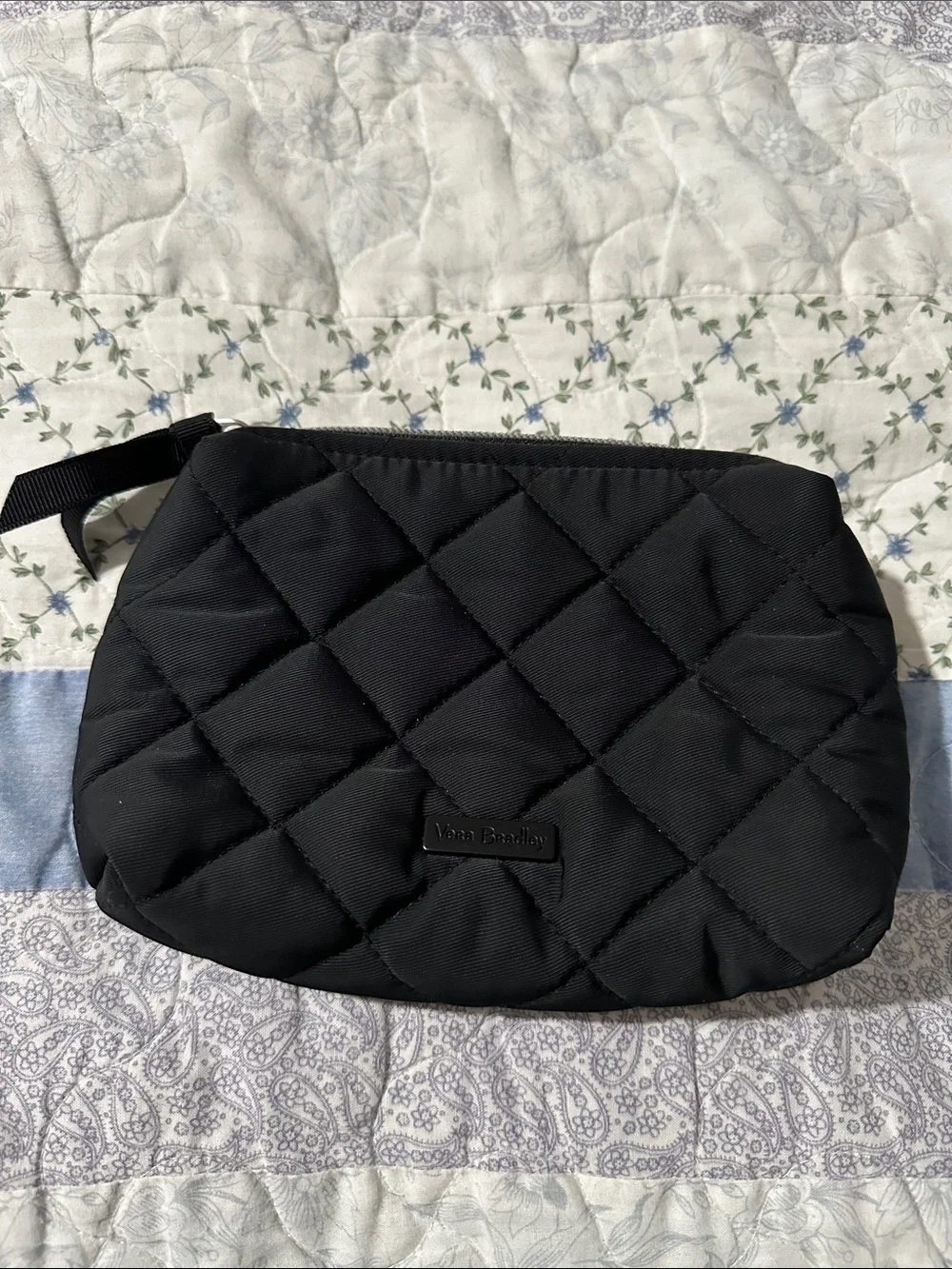 Vera Bradley Quilted Black Cosmetic Pouch Wristlet